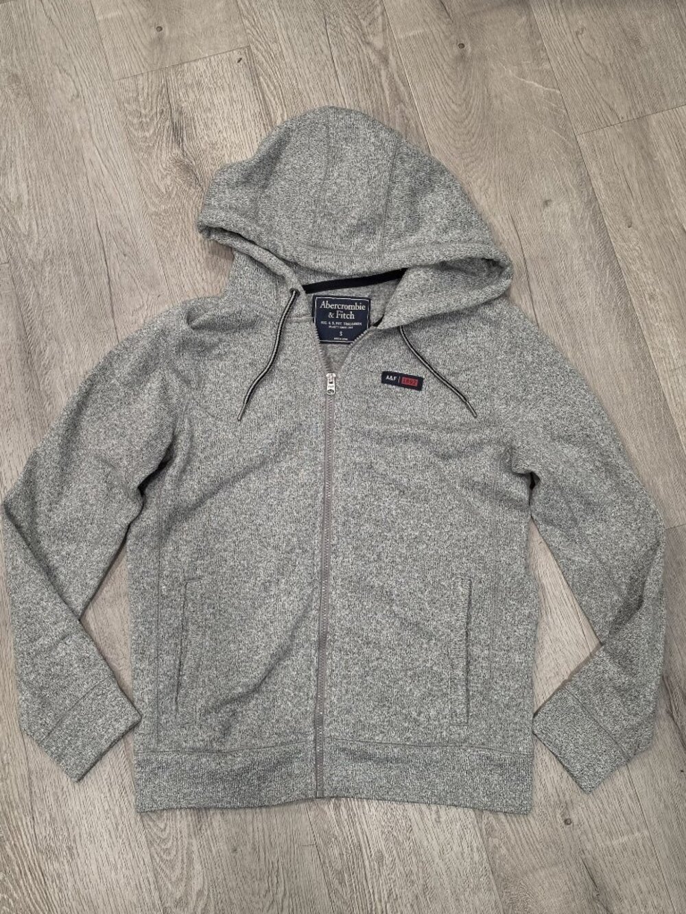 Abercrombie & Fitch Gray Full-Zip Hoodie Sweatshirt With A&F Embroidery Sz Small